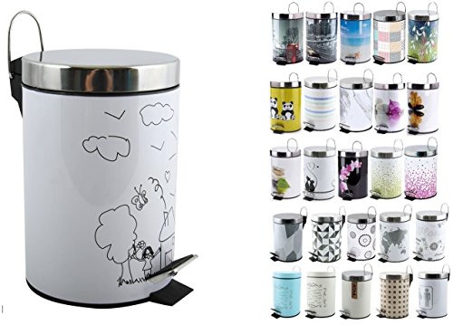 MSV d'enfants Cubo DE Basura 3L Jardin D'ENFANT, Acero Inoxidable, 25.6x16.5x16.5 cm