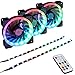 Produktbild Ubanner RGB LED 120mm Gehäuselüfter mit Controller für PC-Gehäuse, CPU-Kühler, Radiator-System (3 Stück RGB-Lüfter, 2 Stück LED-Streifen, 2. Gen RF-Fernbedienung, A-Serie)