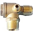 BE-TOOL Non-Return Check Valve Compressor Check Valve 3-Way Air Compressor Valve for Direct Air Compressor (Male,1/2" x1/2" x1/8")