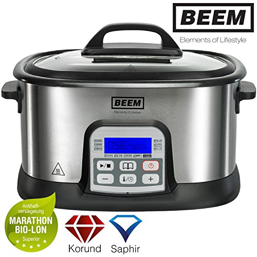 BEEM Gastrolon Sous-Vide plus 16in1 - professioneller Niedertemperaturgarer Vakuumgarer Vakuum Garer Multikocher Slow Cooker Schongarer - 7 Liter Behälter - 1500 Watt - inkl. 112-seitigem Kochbuch
