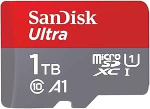 SanDisk Ultra 1 TB microSDXC Memory Card + SD Adapter with A1 App Performance Up to 120 MB/s, Class 10, U1, Red/Grey