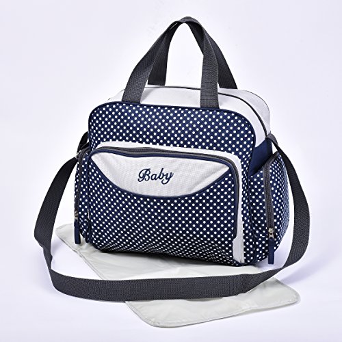 Baby Nappy Diaper Changing Bags Grey/Polka Dots Design 6600 (6600 Navy Blue)