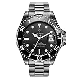HerrenUhren, TEVISE T801 mechanische Uhren Männer, leuchtende ArmbandUhren für Männer, Wasserdichte Luxus-Kleider Wache Automatik mit Stahlband - Schwarze Band