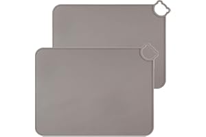 IYYI Tovagliette in silicone per bambini, tovagliette lavabili in lavastoviglie, tappetini da viaggio portatili per bambini, set di 2 (2 Grigio)