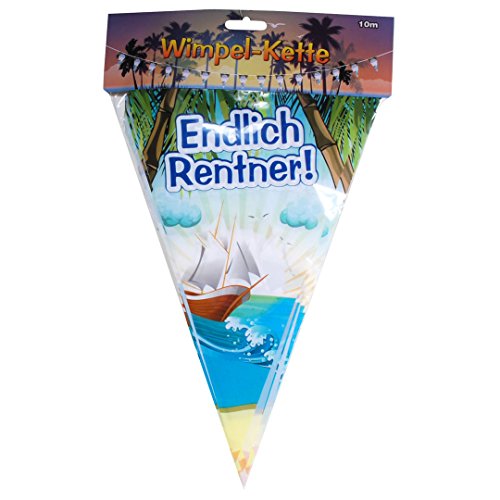 1 Wimpelkette Endlich Rentner 10m Kunststoff