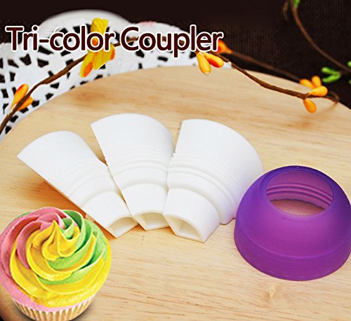 KAIKSO-IN Puderzucker Rohrverlegung Beutel Düse Konverter dreifarbige Creme Koppler Cake Decorating Tools - 6
