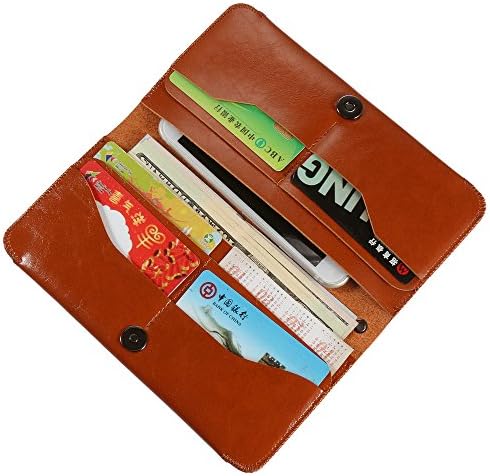 iPhone 7 Plus Wallet Case, Pajuva Soft Leather Wallet Case Cover Long Folio Card Slots Magnetic Closure Snap for iPhone 7 Plus / 7 / 6s Plus / 6 / Samsung Galaxy S8 / S7 / Note Etc, Up to 6.5 inches (Brown)