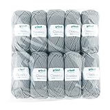 Gründl Classico, Vorteilspack 10 Knäuel à g Handstrickgarn, Schurwolle (Merino Superwash), 50% Polyacryl, anthrazit, 30 x 32 x 8 cm