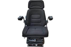 KLARA SEATS Schleppersitz Traktorsitz kompatibel mit Deutz Case IHC John Deere MF Fahrersitz Universal KS 85H/90AR Stoff mit Armlehnen und Rückenverlängerung
