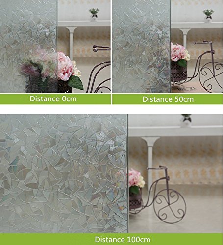 Zindoo 3D hochwertige Premium No-Kleber Fensterfolie Sichtschutzfolie Statisch Folie Selbstklebend Privatleben Frost Glas-Fenster-Film-Aufkleber Anti-UV 45*200cm. - 6