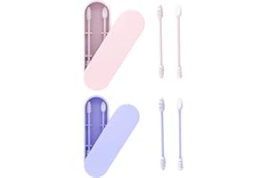 WADY Baumwollstiel, wiederverwendbar, 4 Stück, Baumwolle, wiederverwendbar, für die Ohren, Stäbchen aus weichem Silikon, waschbar, mit hygienischer Aufbewahrungstasche, für Make-up und Reinigung der Ohren