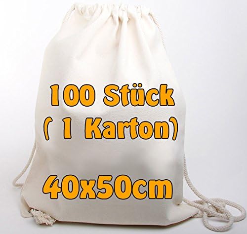 Traum Very Robust and Resilient) Blank Canvas Bag Cooler Backpack Jeans Cotton Lining with Drawstring Natural 40 x 50 cm 100 Pack in Box