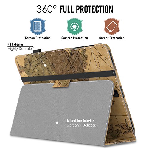 MoKo Samsung Galaxy Tab S3 9.7 Hülle – PU Leder Ständer Schutzhülle Smart Case Cover mit Stift-Schleife / Standfunktion und Auto Sleep / Wake Up Funktion für Samsung Galaxy Tab S3 9.7 Zoll (2017) SM-T820 / T825 Tablet, Landkarte H - 2