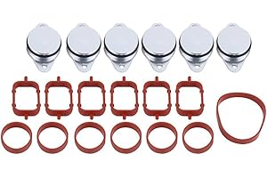 CYSFETENA M47 M57 Swirl Flap Delete Kits, 6x 33mm Oil Gas Engine Intake Manifold Gaskets, Swirl Flap Blanks Bungs Intake Gaskets Kit for 320d 330d 520d 525d 530d 730d