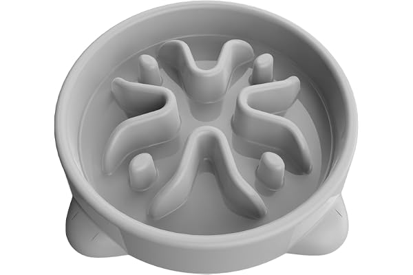 TOKAYIFE Gamelle Anti Glouton Petit Chien, 16.3cm Antidérapants Anti Vomissements Gamelle pour Petit Chiens (S, Gris)