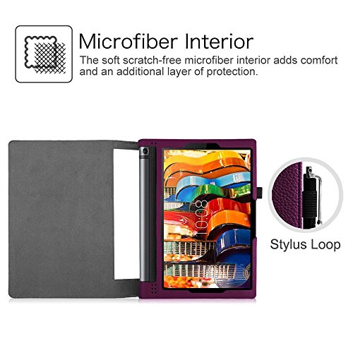 Fintie Lenovo Yoga Tablet 3 10 Hülle Case – Slim Fit Folio Premium Kunstleder Schutzhülle Tasche Etui Smart Cover mit Auto Sleep / Wake für Lenovo Yoga Tablet 3 25,7 cm (10,1 Zoll), Lila - 4