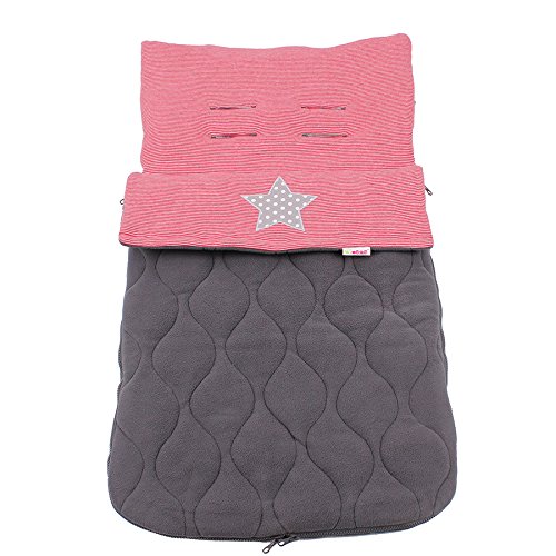 Minene Foot Muff with Star (Dark Grey/ Red)
