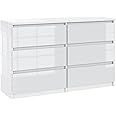 TRIOBLADE Modern High Gloss Chest of Drawers Contemporary 6/8 Drawer Dresser Storage Cabinet for Bedroom Living Room Furniture White (((120 (L) x 77(H) cm(6 Drawer Cabinet)))