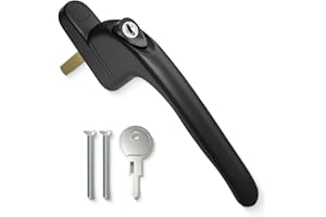Bwintech 1 Pcs in-Line Black UPVC Aluminium Window Handle, 43mm Spindle for Indoor and Outdoor UPVC Window
