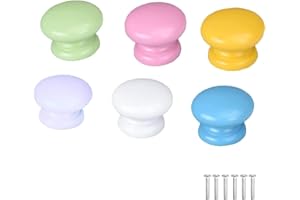 yufana 6 Stück möbelknöpfe,Schubladenknopf, Farbige Schrankgriffe Pilz Zieht Griffe Kommodenknöpfe Bunter Holzgriff Möbelgriff Geeignet für Kinderzimmer Schränke Schubladen Wohnzimmer (Mischfarbe1)