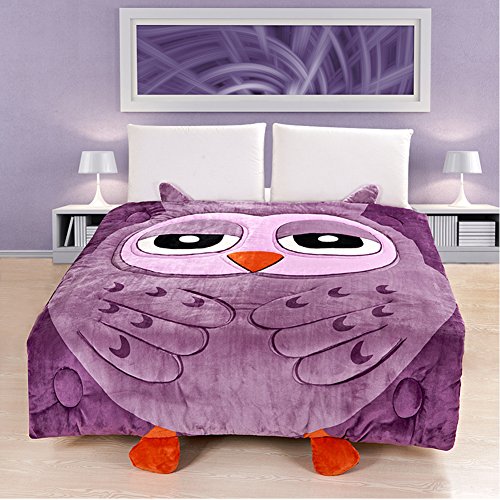 MeMoreCool Flanell-Bettwäsche Totoro, niedliche Kuscheldecke für Kinder, weicher Totoro/Katze/Eule-Bettbezug, abnehmbar und waschbar, baumwolle, eule, 1Piece