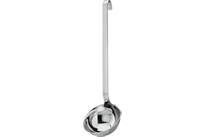 RÖSLE Louche - Ustensile de Cuisine Inox de Qualité Supérieure pour Soupes, Potages & Sauces - Dotée d'un Manche à Crochet - Acier Inoxydable 18/10 - Passe au Lave-Vaisselle - 9 cm