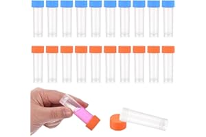 ZOWEXIQ 20 Pz 5 ml Provette Plastica con Tappo, Provette da Laboratorio Graduate, 5ML con Tappo Arancione/Blu e Contrassegni Graduati, 50ml Tubi Centrifughe Laboratorio Provette Plastica Trasparente