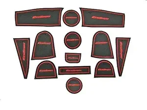 Car Drome Premium Rubber mats Compatible for Ford Ecosports (2016-2017)-Red Set of 13 Pieces