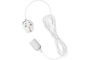 Teynewer Pendant Light Ceiling Lighting Fitting, E27 Lamp Holder with Switch Suspended Pendant Light Fitting Kit, 2 Core Textile Cable UK Plug (White, 2m)