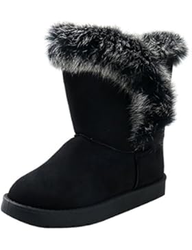 Alexis Leroy Damen Knöchelhohe Schneestiefel Warm Gefüttert Winterstiefel mit Pelz