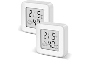 Houdian Mini Hygrometer Thermometer innen, Raumtemperatur-Monitor und Feuchtigkeitsmesser Temperatur-Feuchtigkeits-Messgerät mit Komfort-Display für Reptilien, Humidore, Keller, Büro (2)