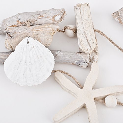 Girlande Beach Design Deko Holz 100x10x3cm weiss natur Maritim Dekoration - 4