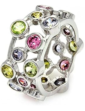 Eternity bunter Sterling Silber Rhodium beschichtet Zirkonia Ring