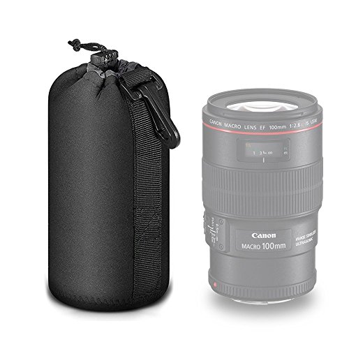 Mekingstudio Bolsa de Objetivo Lente DSLR Cámara de Neopreno 18*10cm Protector Negro Suave Lens Pouch Bag para Sony Canon Nikon Olympus Pentax Panasonic, Tamaño Grande