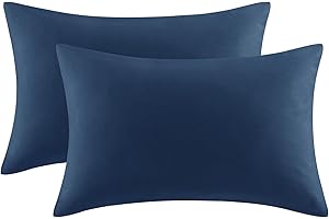 Aisbo Housewife Pillowcases 2 Pack - Navy Blue Standard Pillow Case Set of 2, Soft Pair of Microfiber Plain Pillow Cover 50x75 cm with Envelope Closure