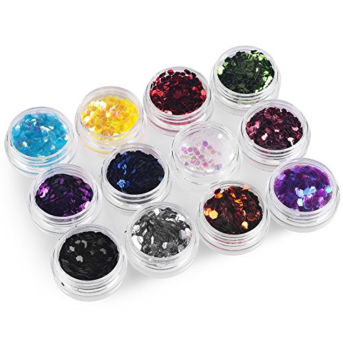 Coscelia 12 Farben Nail Art Pailette Glitzer Set Nageldesign Glitter Flitter Pailletten