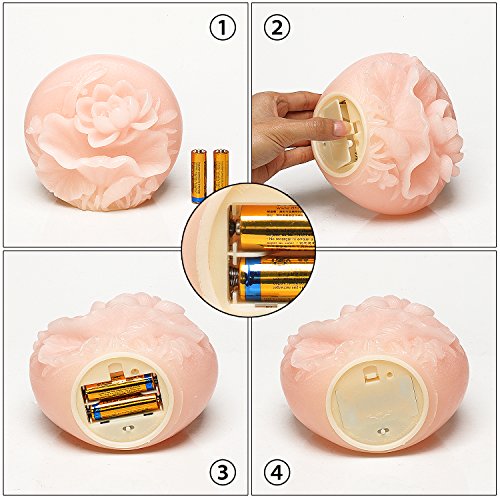 Lotus kerze Lotuskerze Flammenlose Kerze, Lotus Form des flammenlos Echtwachs Elektronische LED Kerzen mit Timer (Geprägte Rosa Lotus) (Lotus) - 6