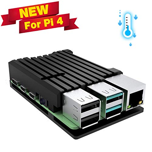 Jun_Electronic - Carcasa para Raspberry Pi 4 Modelo B con Pilar disipador de Calor de aleación de Aluminio