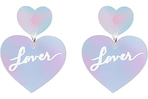 ANTEN PINK Pink Acrylic Earrings Dangle Heart Earring 80s Pink Love Drop Earrings TS Concert Accessories Jewellery for Gifts Womens