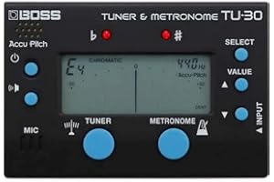 BOSS TU-30 Pro tuner and versatile metronome for guitars, basses, and flat tuning