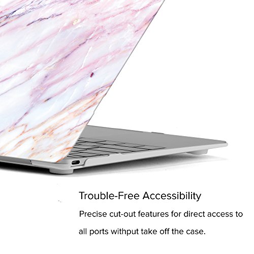 GMYLE Plastik H  lle f  r das aus Apple Macbook 12 Zoll mit Retina-Anzeige  Modell  A1534   2015 Version - rosa marmorfarben