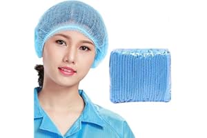 THEMISTO - built with passion Disposable Bouffant Caps for Surgical, Restaurants & Home Use, 100 Pieces, (Blue)