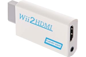 GoldOars Wii zu HDMI Adapter 1080P/720P HD Converter mit 3,5mm Stereo Audio Buchse Unterstützt NTSC/PAL Format für Smart TV HDTV (Weiß (ohne Gewinde))