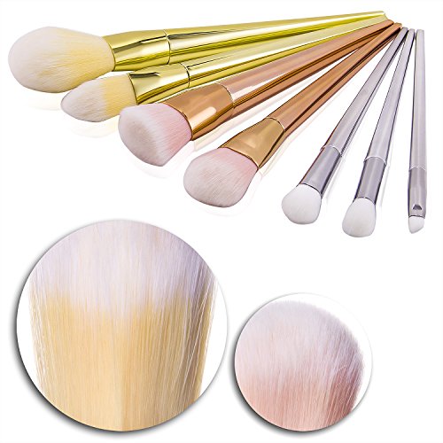 Make Up Pinsel Set, VALUE MAKERS® 7PCS Profi Kabuki Kosmetik Pinsel für Eyeliner Powder Concealer mit Etui - 3
