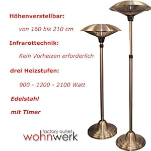 wohnwerk Elektrischer Stand-Heizstrahler INFRAROT höhenverstellbar H210