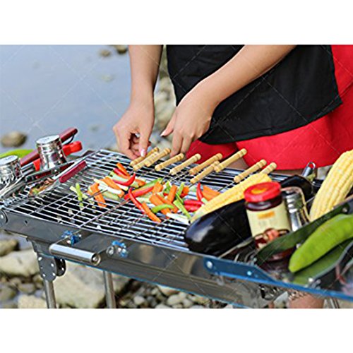 fourHeart 12-tlg Edelstahl BBQ Grillspieße Wurstspieße 30cm Fleischspieße Schaschlik Spieße Holzgriff für Camping, Freizeit, Lagerfeuer, Grillfest, Gartenparty, Geburtstag, Outdoor, usw - 6