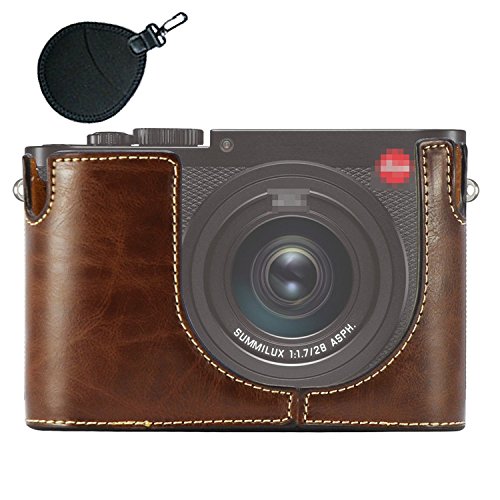 First2savvv Gehäusehälfte präzise Passform PU-Leder Kameratasche Fall Tasche Cover für Leica Q mit UV-Objektiv-Beutel