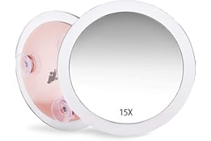 Netzu 15X Magnifying Mirror, 6 INCH Magnification Makeup Mirror with 3 Suction Cups for Easy Mounting for Precise Makeup Application, Tweezing, Blackhead/Blemish Removal, with Portable Waterproof Bag