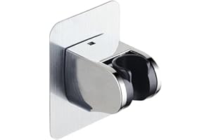 KEABATH Adhesive Shower Head Holder Bracket, Chrome Hand Shower Holder no Drilling no Punching self-Adhesive Holder, Wall Mounted Adjustable Holder Bracket for Bathroom Bidet Sprayer
