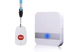 ALEENFOON Maison Alerte Alarme sans Fil Patiente Personne ÂGéE Personnelles SystèMe D'Alarme Plug Version Et Bouton D'Appel d'urgence Alarme Pager (1 à 1 Blanc)